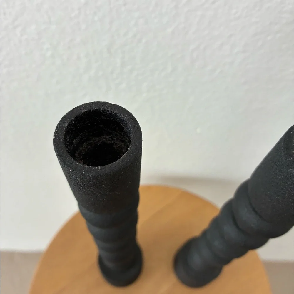 CB2 Matte Black Candlesticks Taper Holders